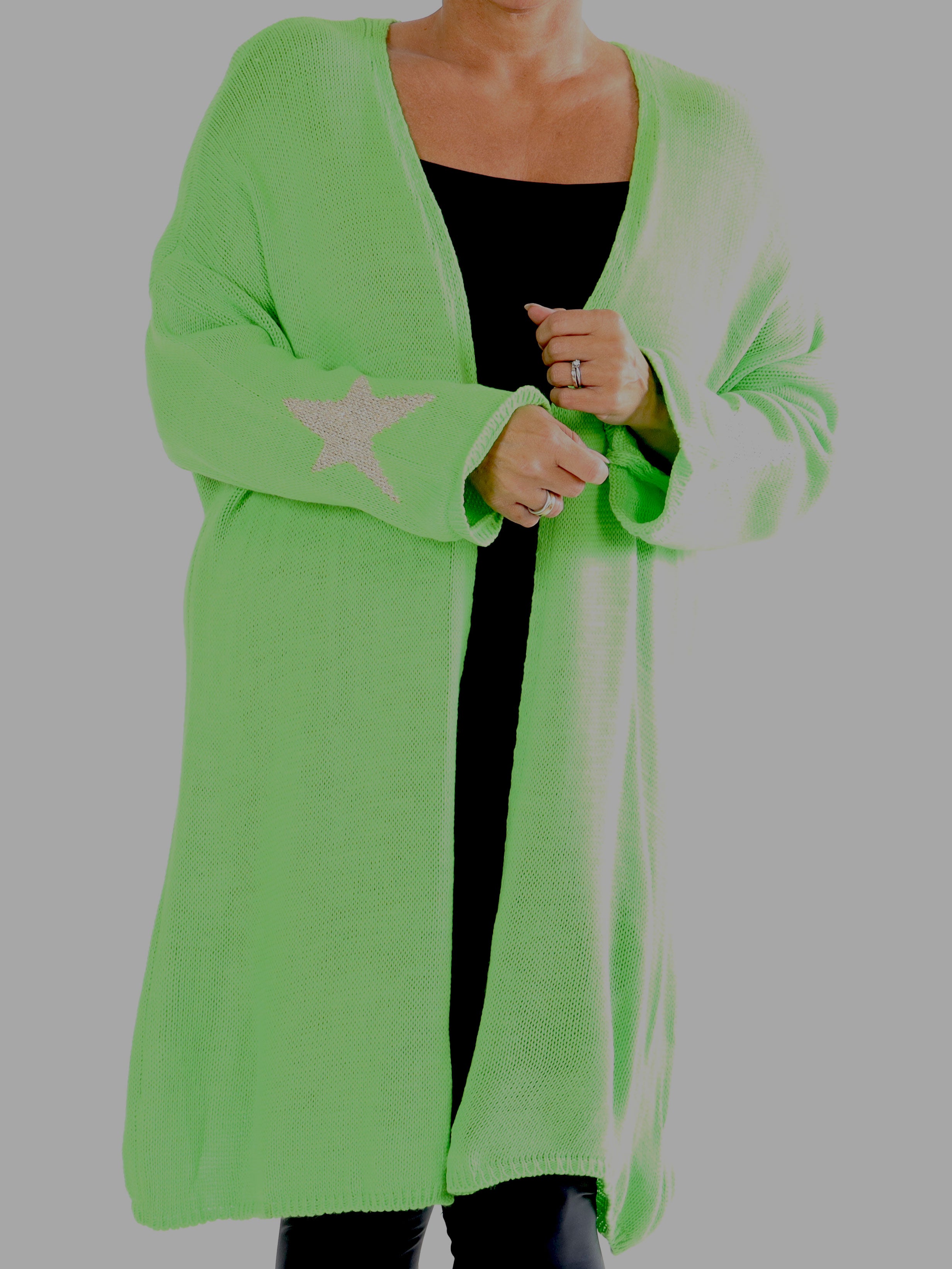 Lowa - Strik cardigan i plus size med stjerne